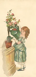 The Princess Gardening (color lithograph)