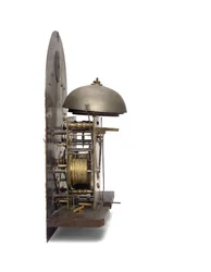 Movement of a George III blue Japanned quarter striking long case clock, York, c.1760