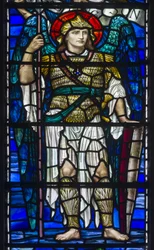 Buckland, St Mary, Lowndes & Drury, Henry Holiday, The Archangel St Michael