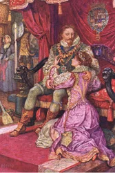 Amy examines the Earl of Leicesters orders, illustration from Kenilworth