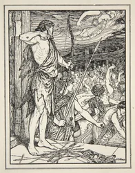 Ulysses Shoots the First Arrow at the Wooers, from 