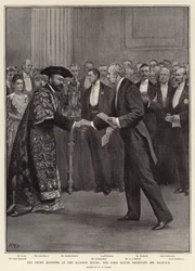 The Prime Minister at the Mansion House, the Lord Mayor receiving Mr Balfour