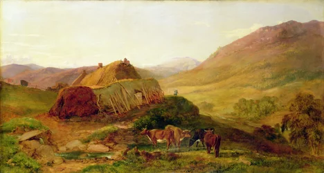 Evening: Cottages on the Braeside near Castletown, Braemar