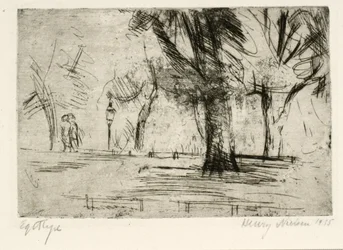 Park with Two Walkers and a Lantern