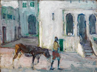 Street Scene, Tangier Man Leading Calf