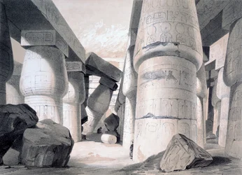 Interior of the Great Hall of Karnac, Egypt
