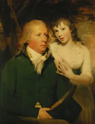 Portrait of Sir Alexander Don, Seated Half Length, in a Green Coat with His Daughter, Elizabeth, Leaning on His Shoulder