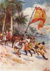 Hoisting the Spanish Flag, the First Flag in Florida