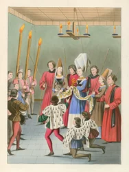 The Lady of the Tournament Delivering the Prize