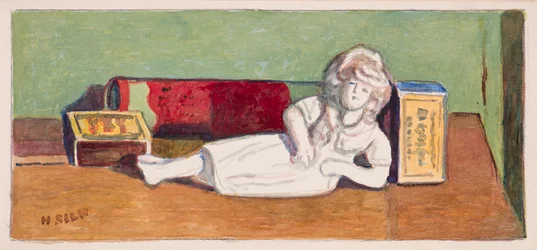 Staffordshire figure and matchboxes, c.1930