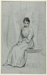 Woman Resting on Stone Bench