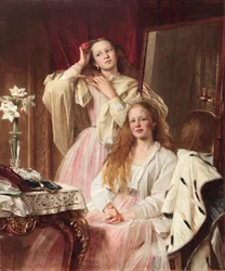 Portrait of Emma and Frederica Bankes of Soughton Hall at Their Dressing Table