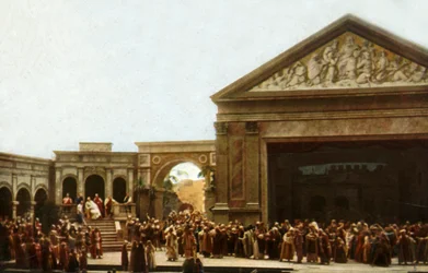 Players on Stage in the Oberammergau Passion Play