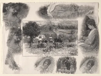 Landscape with Cottage and Cows Surrounded by Various Sketches