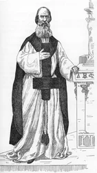 Portrait of Pierre Eugène Vintras (1807-1875) (Pierre-Michel-Élie), a worker pretending to be the reincarnation of the prophet Elijah. Drawing by Henry de Malvost from “Satanism and Magic” by Jules Bois, 1895. Private collection