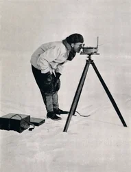 Lieut. Pennell with a Prismatic Compass, December 1910