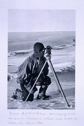 Lt. Evans Surveying with the 4 Inch Theodolite Used to Locate the South Pole
