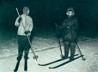 Oates and Meares Out Skiing in the Night