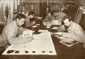 Winter Work Left to right - Debenham, Cherry-Garrard, Bowers, Evans, Taylor