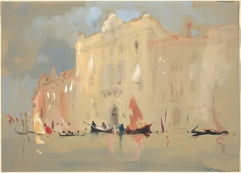 Gondolas Before a Palace on the Grand Canal in Venice