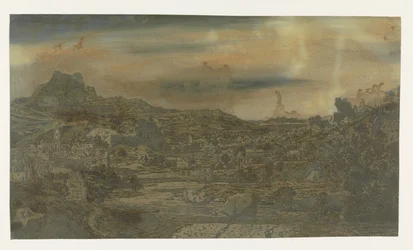 Valley with a River and a Town with Four Towers