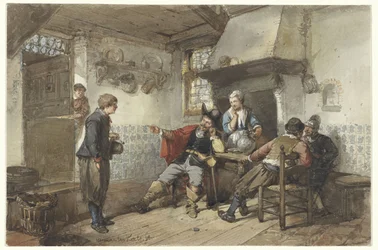 Several Men and a Soldier in an Inn