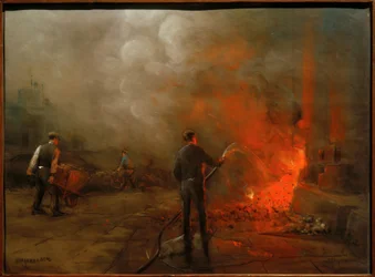 Workers Extinguishing Coke in a Factory