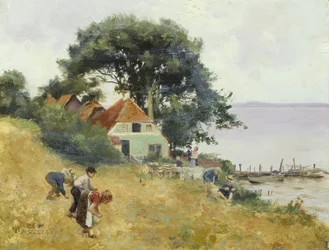 Children Gleaning by a Lake, c.1900-10