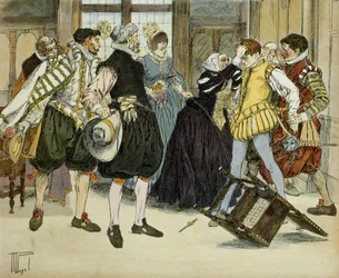 The attack by Jean Châtel (1575-1594) on 27 December 1594, who entered the hôtel of Gabrielle d