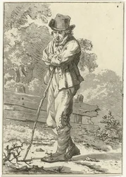 Man Leaning on a Stick