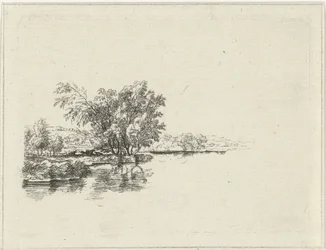 Water Scene with Cows under Trees along the Shore, The Pond