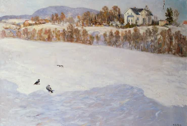 Farm in winter landscape