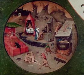 Tabletop of the Seven Deadly Sins and the Four Last Things, detail of Hell, c. 1480