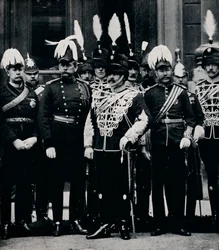 The future King Edward VII and officers of the Queen
