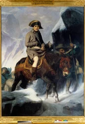 Portrait of Napoleon Bonaparte (1769-1821) crossing the Saint Bernard in 1800 - Painting by Paul Delaroche (1797-1856) 1848