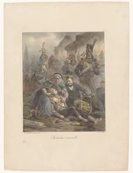 Mother Mourning at the Battlefield for Her Fatally Wounded Son (Lithographic Sketches)