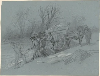 Workmen Gathering Ice at the Water