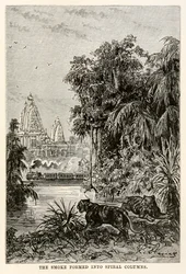 The smoke formed into spiral columns, from Around the World in Eighty Days by Jules Verne