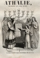 Athalie tragedy by Jean Racine in five acts - engraving in Works of Jean Racine illustrated by Pauquet and notice by Emile de La Bedolliere - 1851