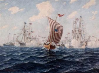 The Boat Viking Arrives in Chicago After Crossing the Atlantic