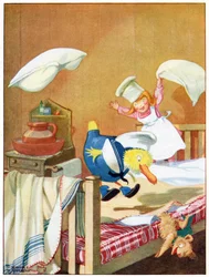 The Footmen were chasing each other over the beds, illustration from 