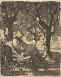 A Man Reading in a Garden, 1825-79