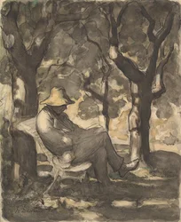 A Man Reading in a Garden, ca. 1865
