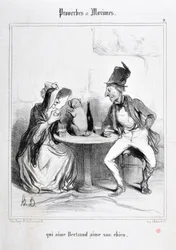 Charivari dates from 1840: Serie PROVERBES ET MAXIMES qui aime Bertrand aime son chien MUSEE DES BEAUX ARTS - PALAIS LONGCHAMP, MARSEILLE