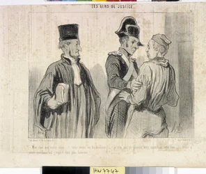 Artwork by Honore Daumier Charivari dates from 1845: Serie LES PEANS DE JUSTICE. 