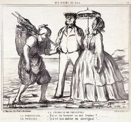 Cartoon about Parisian Tourists on Vacation. Series 