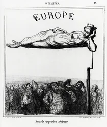 Europe: new air suspension. Illustration by Honore Daumier, published in Charivari, dated 7 February 1867