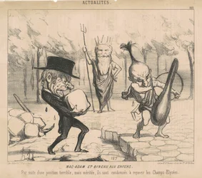 Mac-Adam and Bineau in Hell. As a Result of a Terrible but Deserved Punishment, They Are Condemned to Repave the Champs Elysées.