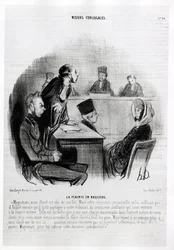 Marriage: Complaint of adultery. Illustration by Honore Daumier, published in Charivari, dated 20 November 1840