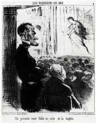 Parisians in 1852: A Parisian Remains Faithful to the Cult of Tragedies. Illustration by Honore Daumier, Published in Charivari, Dated January 26, 1852